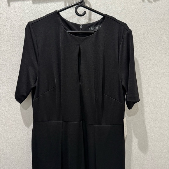 Eloquii Black Jumpsuit Wide Leg Size 16 Side Pockets Key Hole Front - Picture 4 of 12